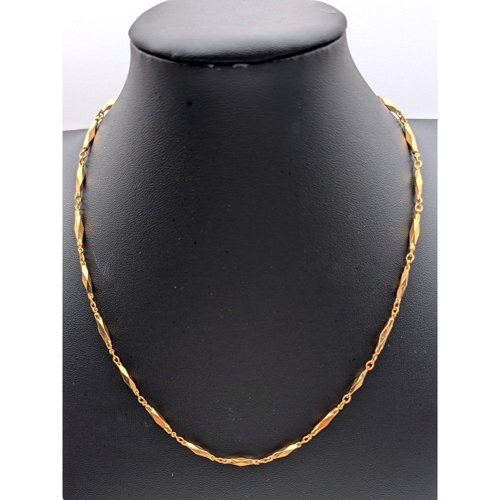 Nikken Gold Tone Faceted Diamond Link Necklace Adjustable Chain 19 Inch